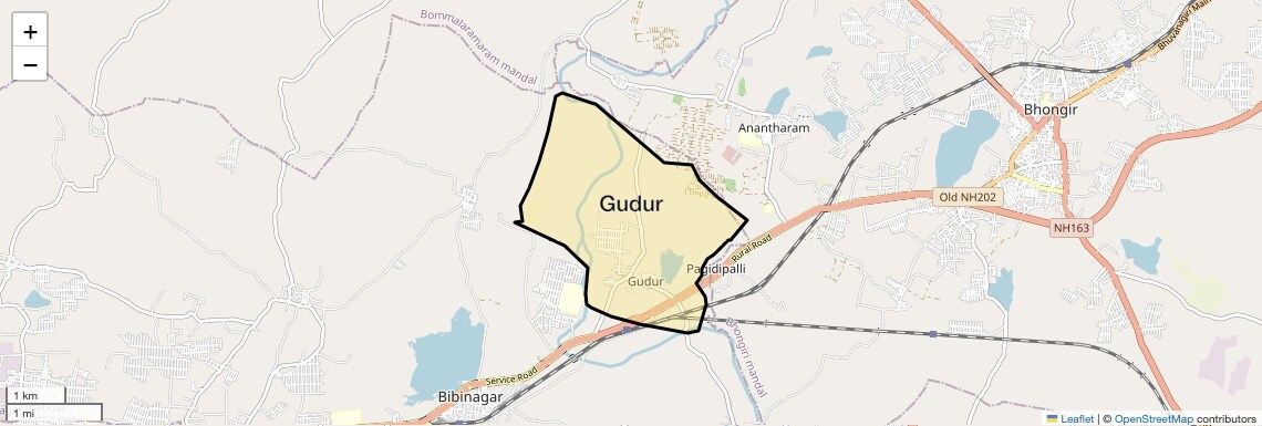 Location Map of Gudur, Hyderabad
