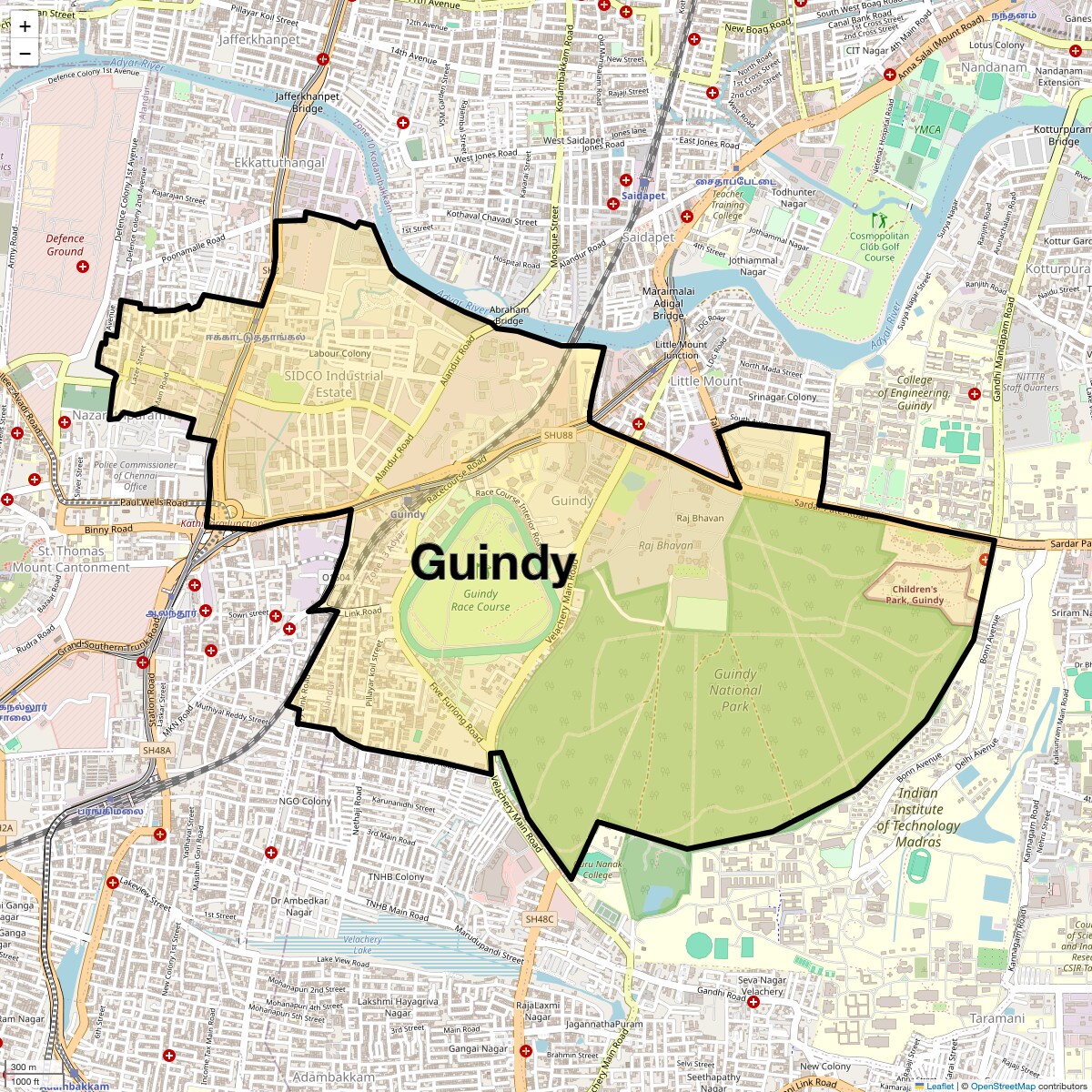 Location Map of Guindy, Chennai