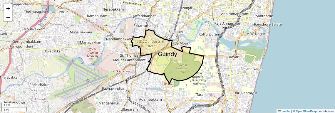 Location Map of Guindy, Chennai