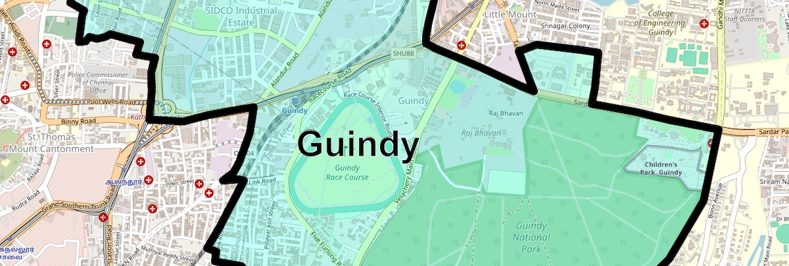 Location Map of Guindy, Chennai