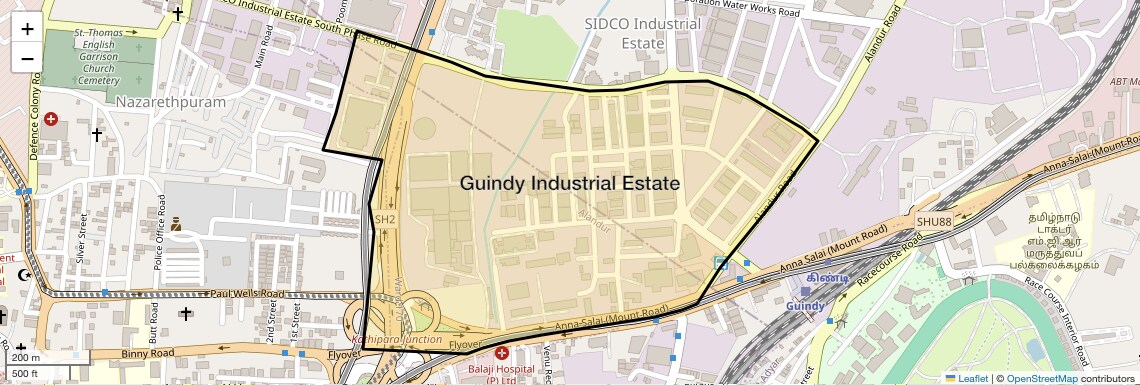 Location Map of Guindy Industrial Estate, Chennai