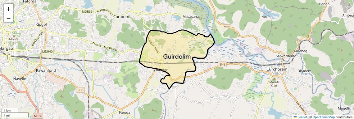 Location Map of Guirdolim, Goa