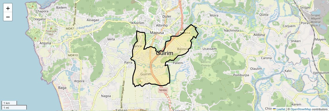 Location Map of Guirim, Goa