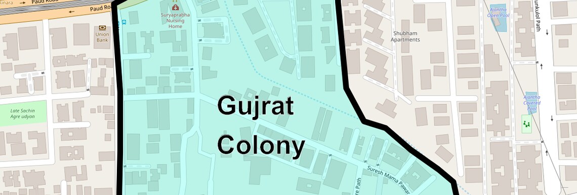 Location Map of Gujrat Colony, Pune