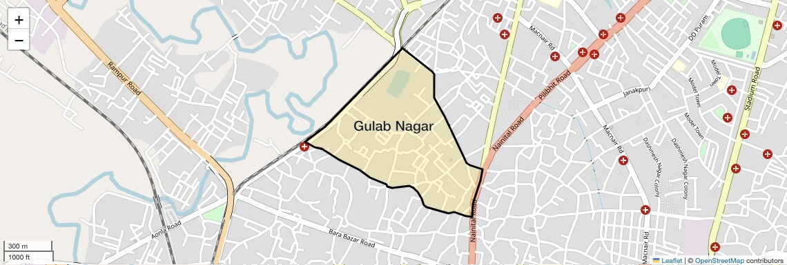 Location Map of Gulab Nagar, Bareilly