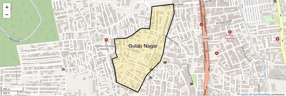 Location Map of Gulab Nagar, Pune