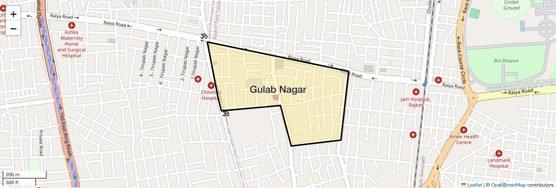 Location Map of Gulab Nagar, Rajkot