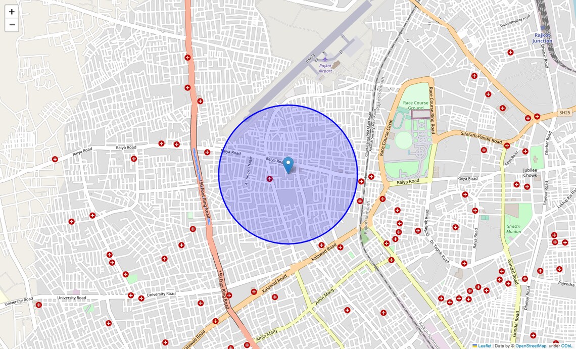 Location Map of Gulab Nagar, Rajkot