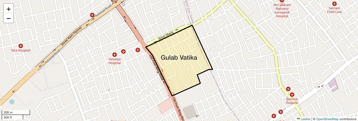 Location Map of Gulab Vatika, Rajkot