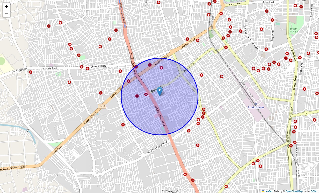 Location Map of Gulab Vatika, Rajkot