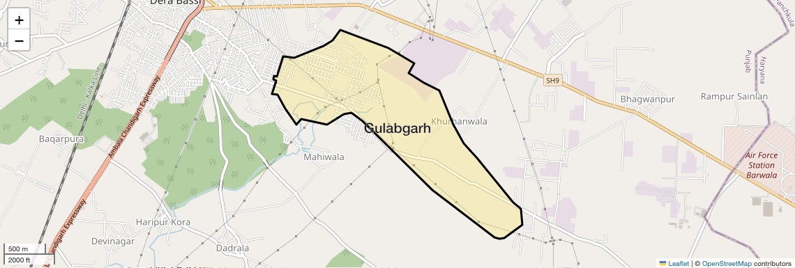 Location Map of Gulabgarh, Chandigarh