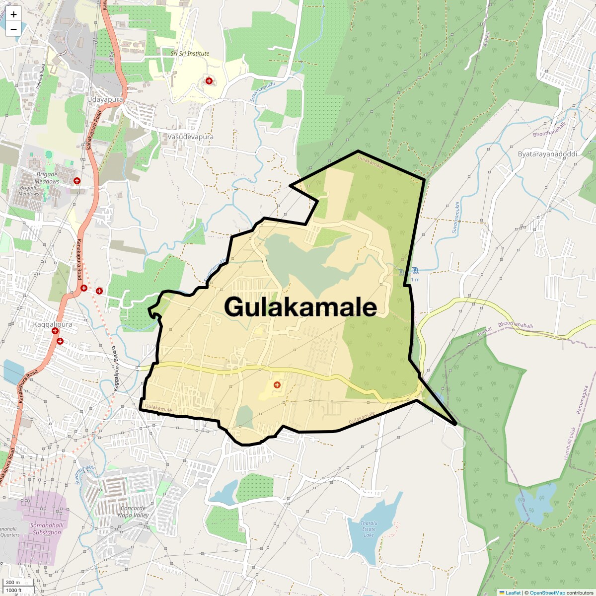 Location Map of Gulakamale, Bangalore