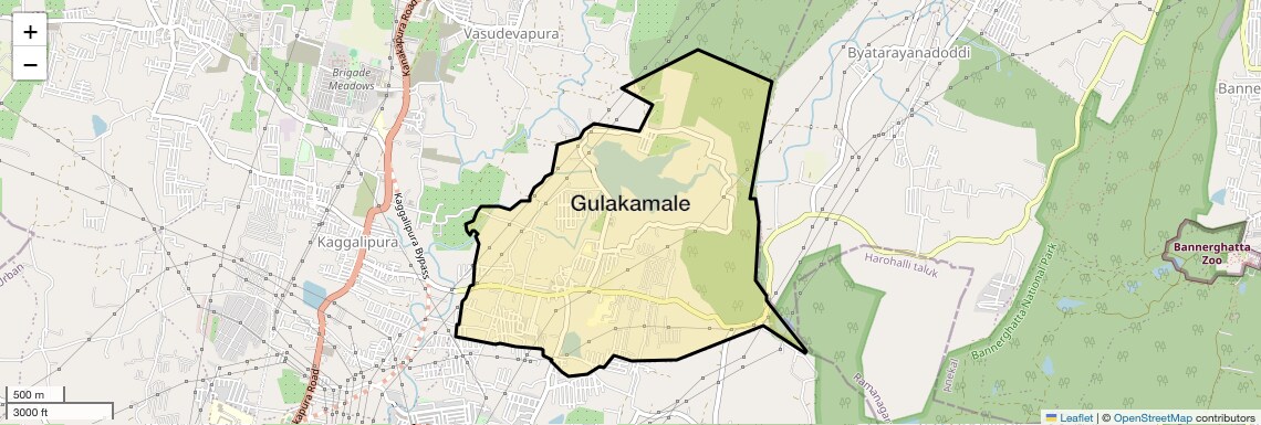 Location Map of Gulakamale, Bangalore