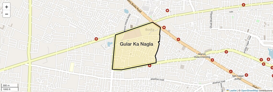 Location Map of Gular Ka Nagla, Agra