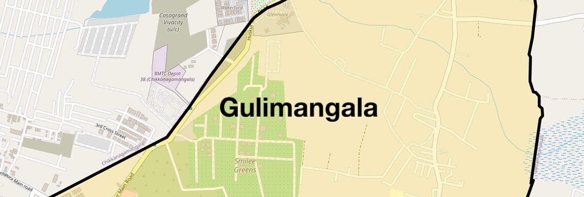 Location Map of Gulimangala, Bangalore