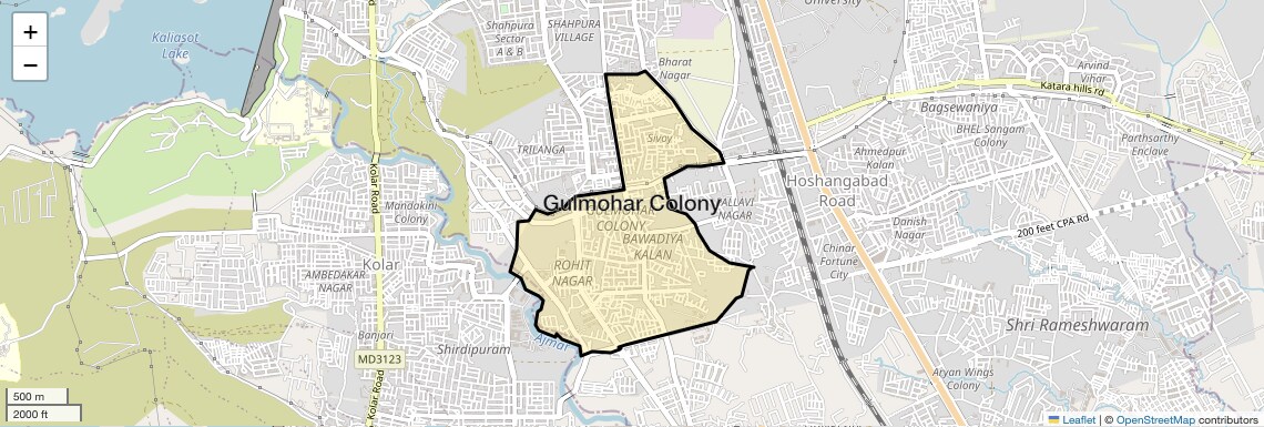 Location Map of Gulmohar Colony, Bhopal