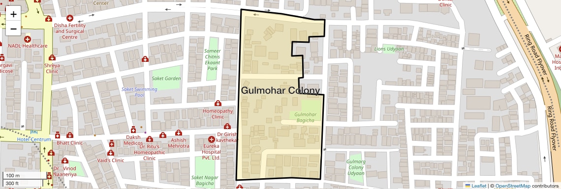 Location Map of Gulmohar Colony, Indore