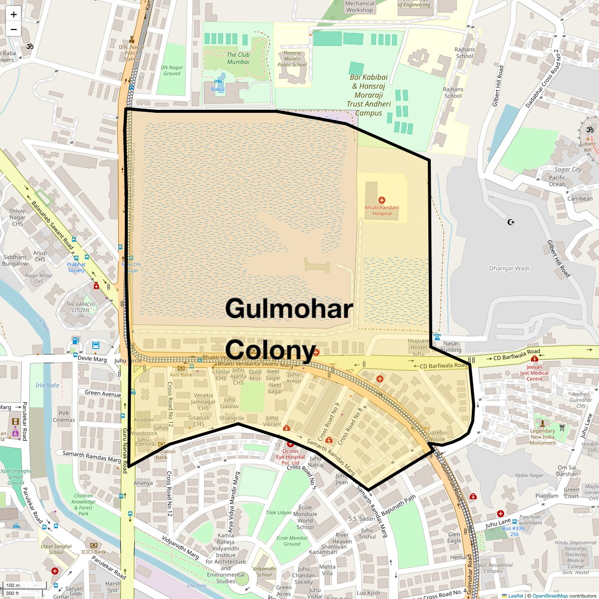 Location Map of Gulmohar Colony, Mumbai