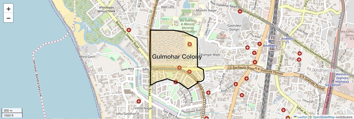 Location Map of Gulmohar Colony, Mumbai