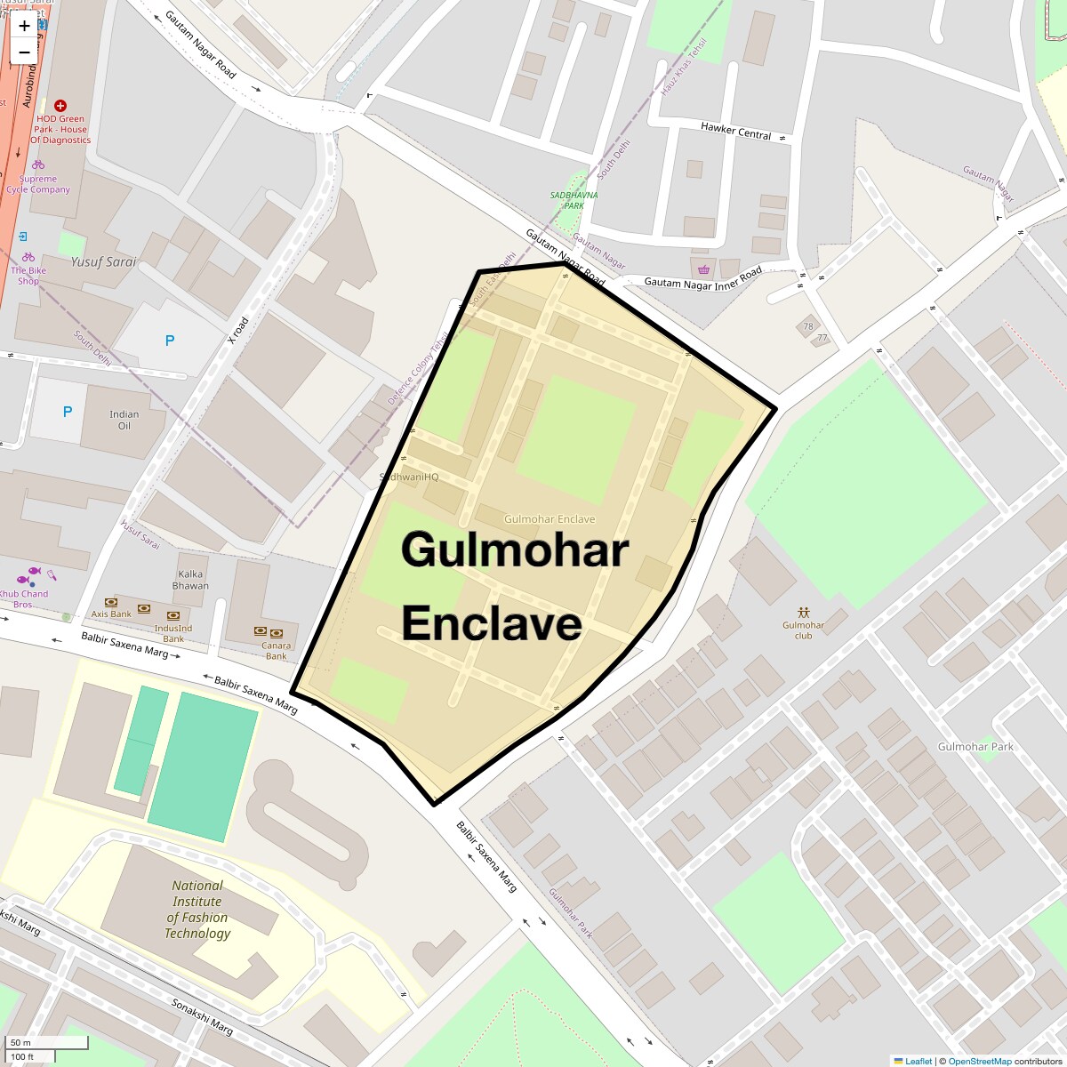 Location Map of Gulmohar Enclave, Delhi
