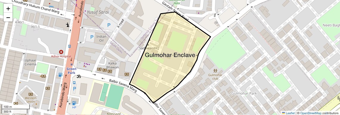 Location Map of Gulmohar Enclave, Delhi