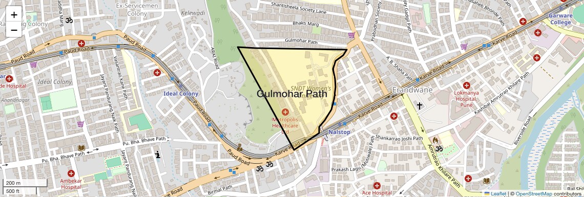 Location Map of Gulmohar Path, Pune
