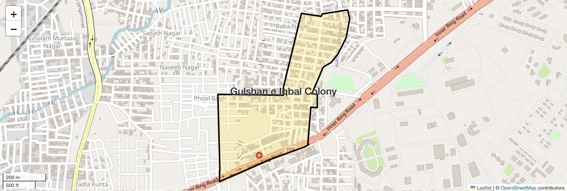 Location Map of Gulshan e Iqbal Colony, Hyderabad