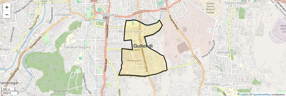 Location Map of Gultekdi, Pune