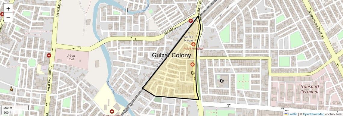Location Map of Gulzar Colony, Indore