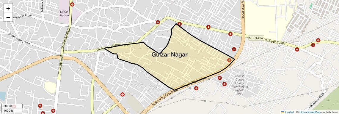 Location Map of Gulzar Nagar, Bareilly