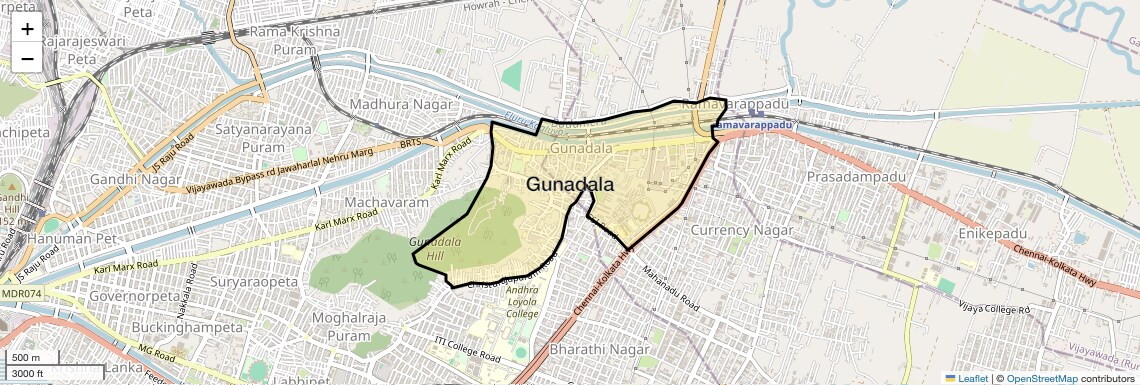 Location Map of Gunadala, Vijayawada