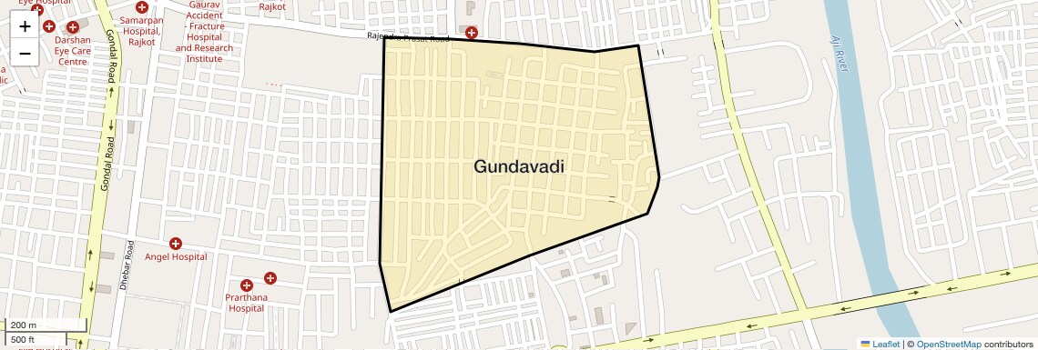 Location Map of Gundavadi, Rajkot