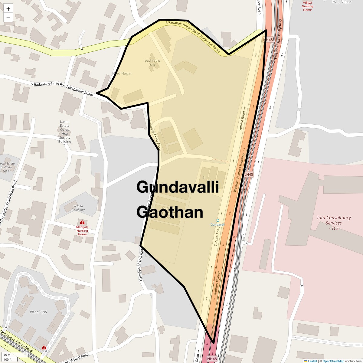 Location Map of Gundavalli Gaothan, Mumbai