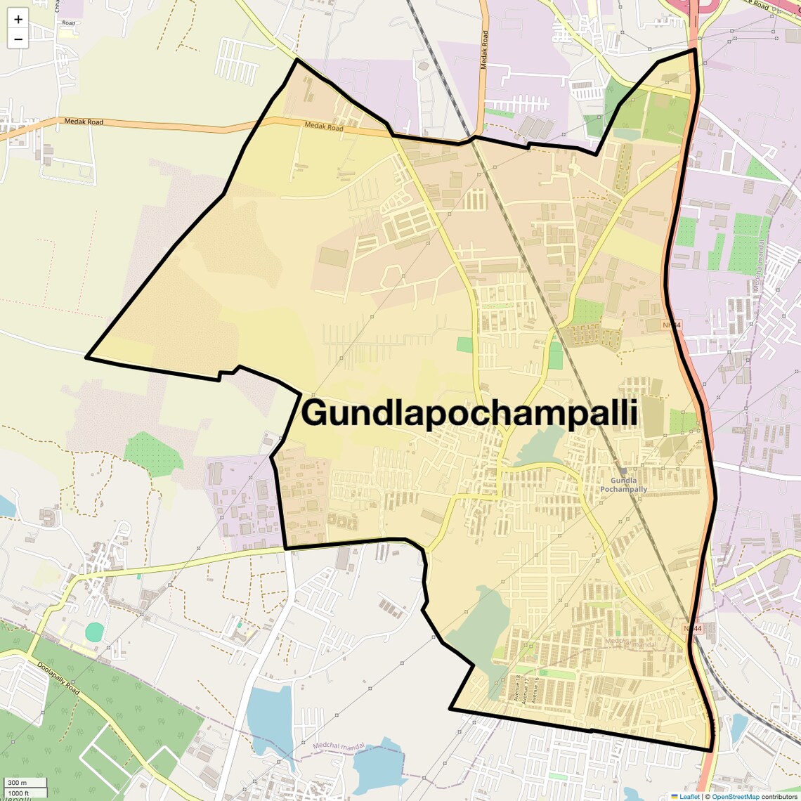 Location Map of Gundlapochampalli, Hyderabad