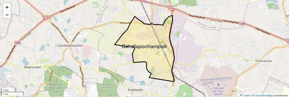 Location Map of Gundlapochampalli, Hyderabad