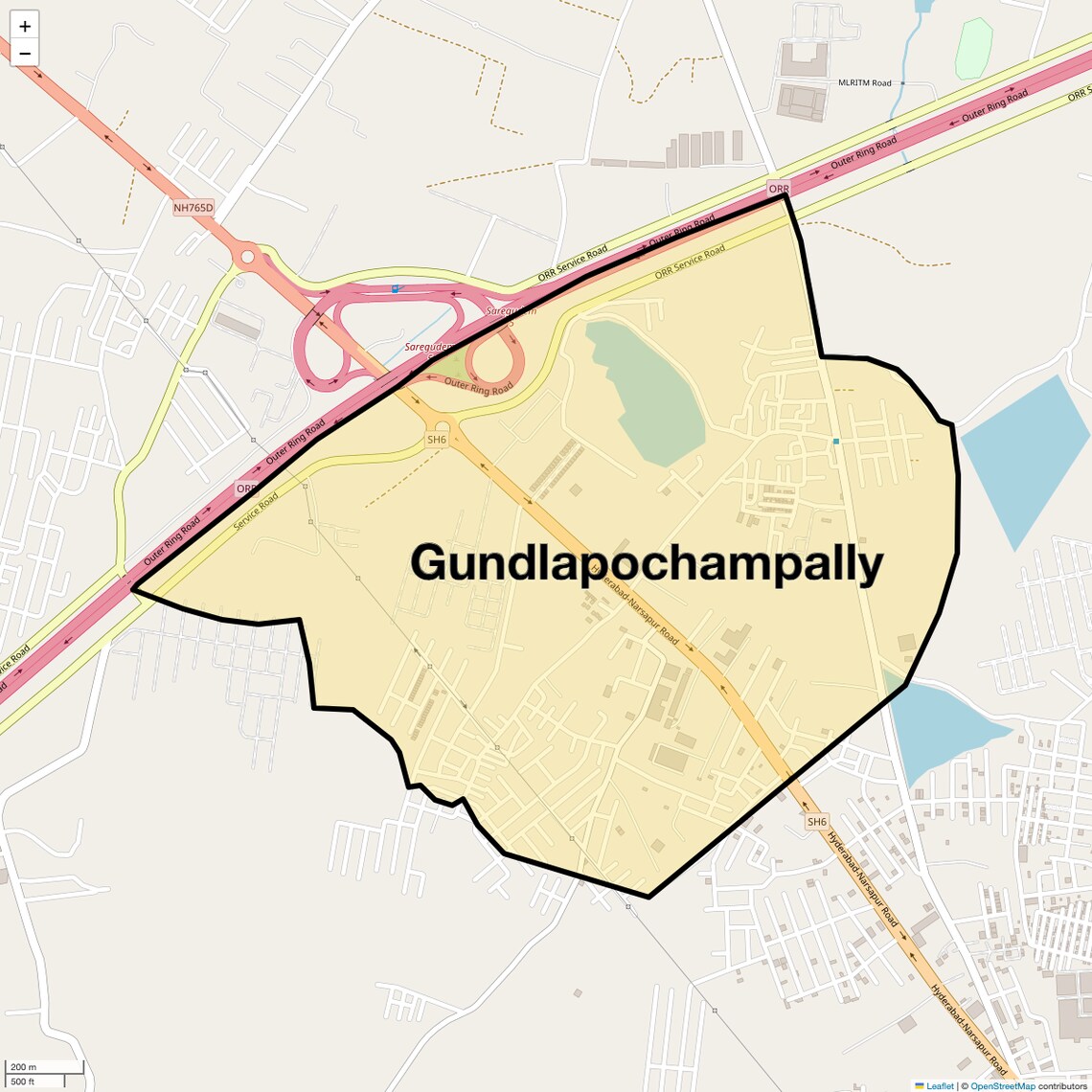 Location Map of Gundlapochampally, Hyderabad