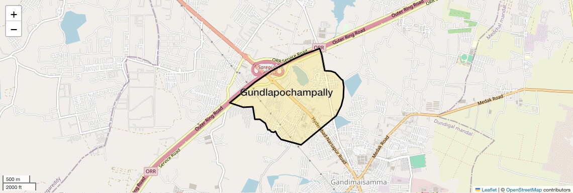 Location Map of Gundlapochampally, Hyderabad