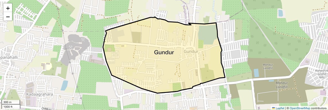 Location Map of Gundur, Bangalore