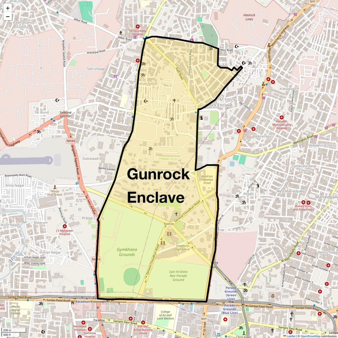 Location Map of Gunrock Enclave, Hyderabad