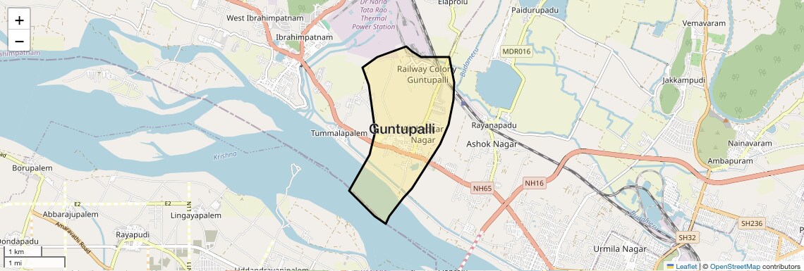 Location Map of Guntupalli, Vijayawada