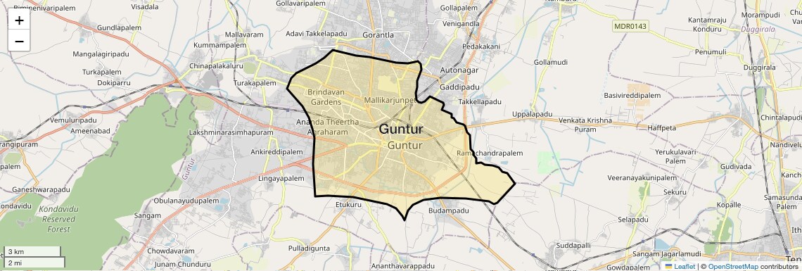 Location Map of Guntur, Vijayawada