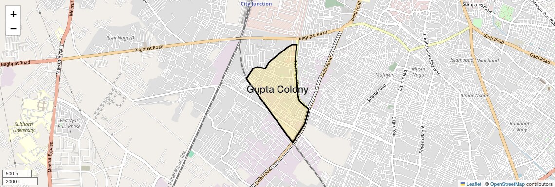 Location Map of Gupta Colony, Meerut