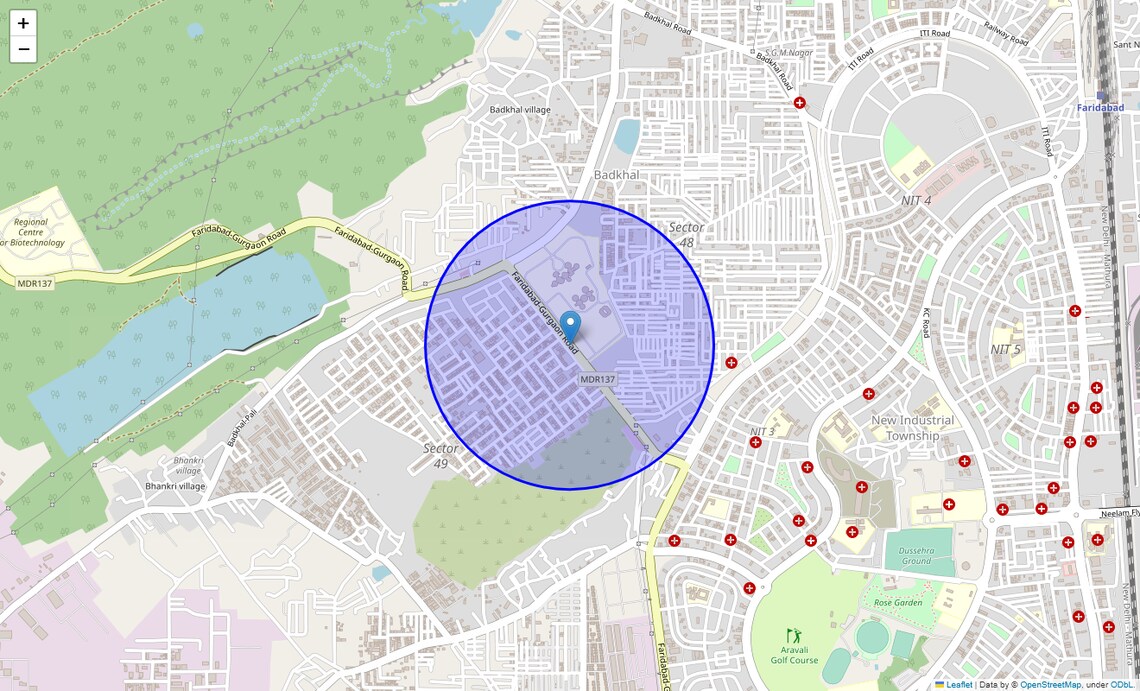 Location Map of GurgaoN-Faridabad Road, Faridabad