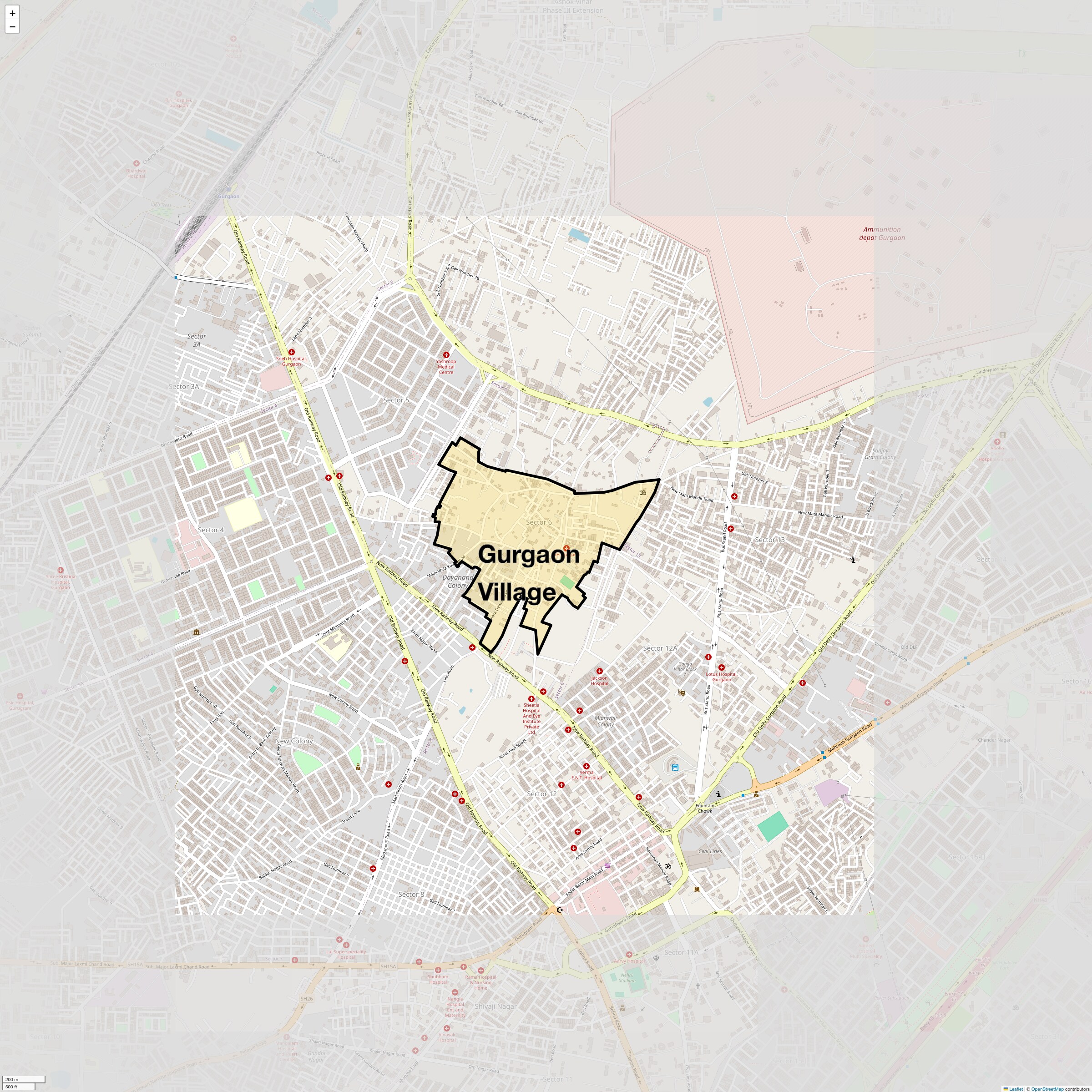 Location Map of Gurgaon Village, Gurgaon