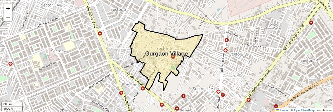 Location Map of Gurgaon Village, Gurgaon
