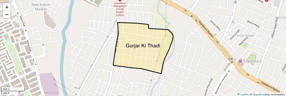 Location Map of Gurjar Ki Thadi, Jaipur
