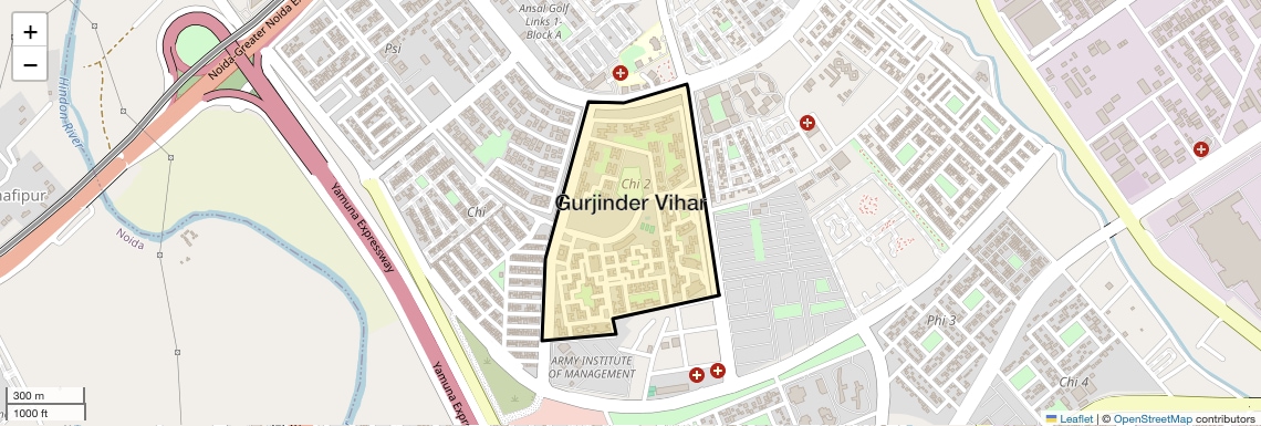 Location Map of Gurjinder Vihar, Greater Noida