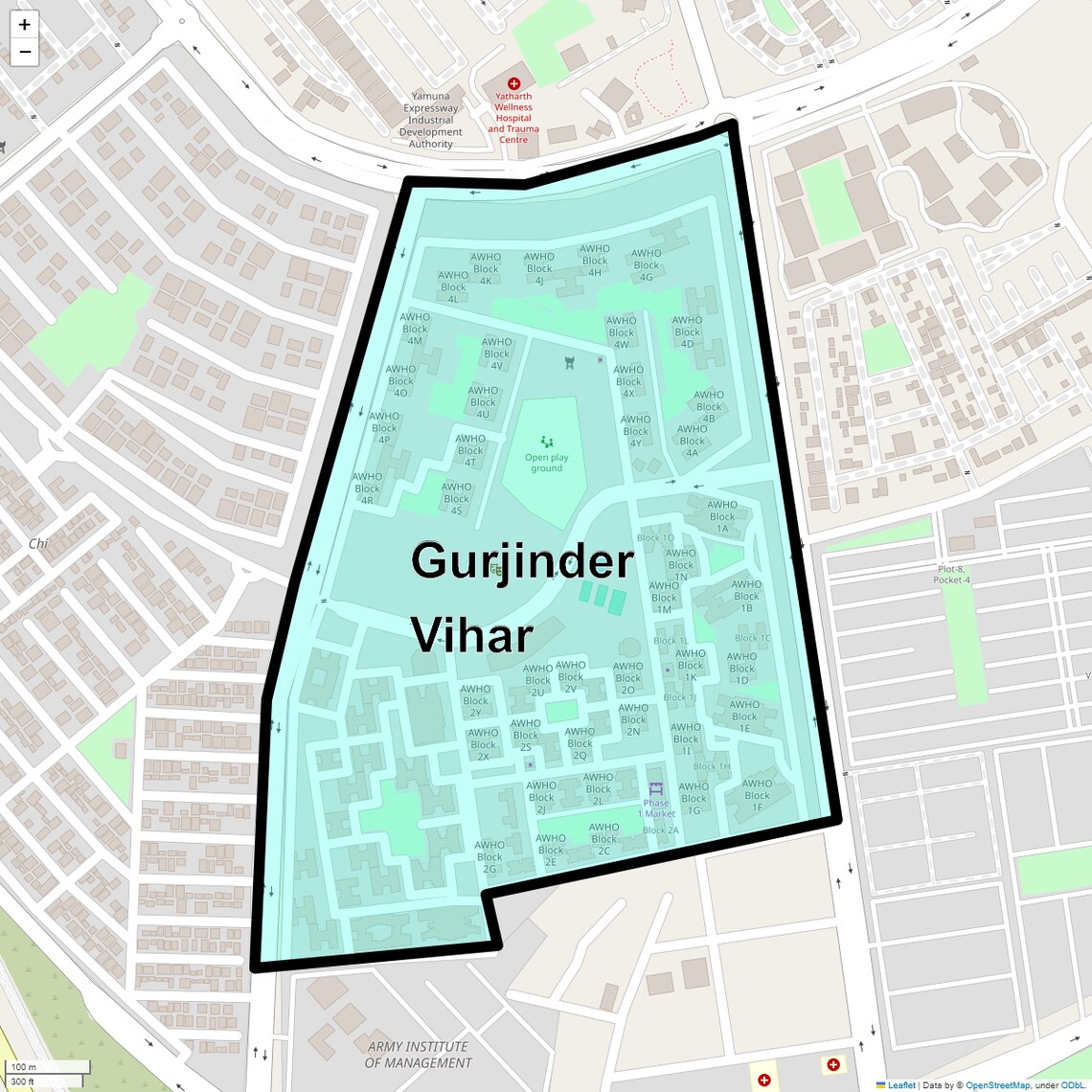 Location Map of Gurjinder Vihar, Greater Noida
