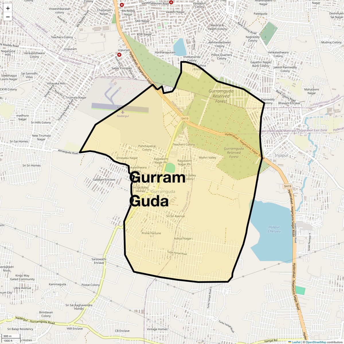 Location Map of Gurram Guda, Hyderabad