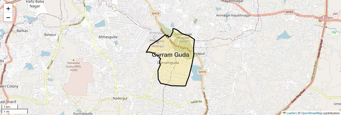 Location Map of Gurram Guda, Hyderabad